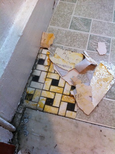 crumbly vinyl tiles